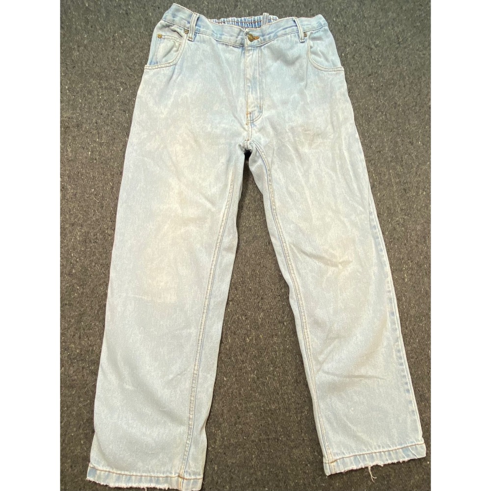 Duke Haband Relaxed Fit Jeans 34M‎ Mens Light Wash Blue Elastic Waist Denim 4908